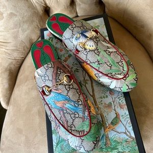 Gucci GG Supreme Tian garden floral motif mules women’s 37